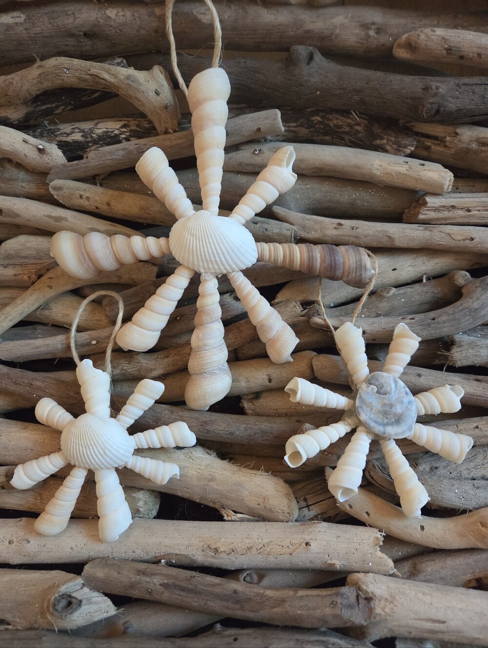 Handcrafted White Shell Starburst Hanging Ornament - Coastal Home Accent